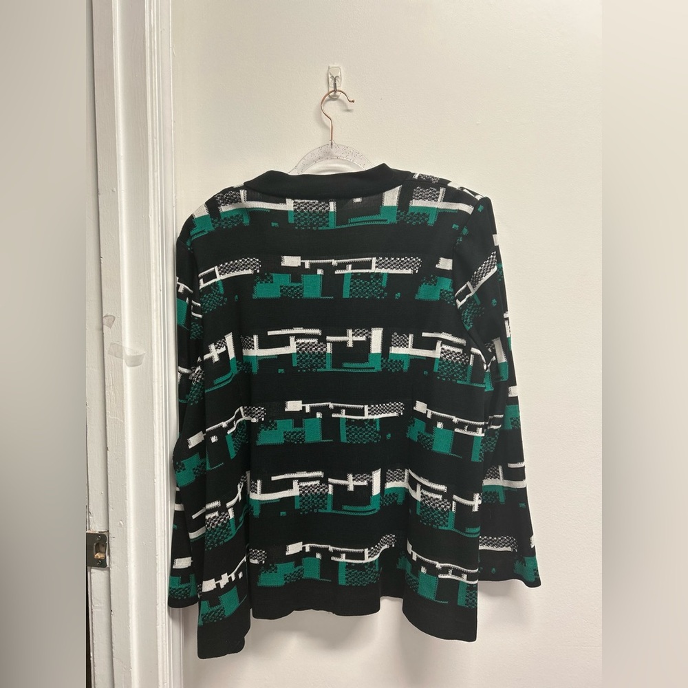 Ming Wang Black and Green Knit Cardigan - Picture 5 of 14